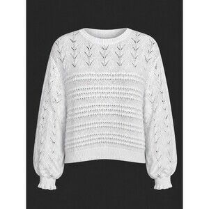 Lauren Conrad LC Ivory Pointelle Knit Sweater XL Balloon Sleeve Cozy Boho
